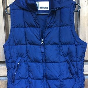 Abercrombie & Fitch Down Puffer Vest Size Medium Womens Blue Sleeveless Logo